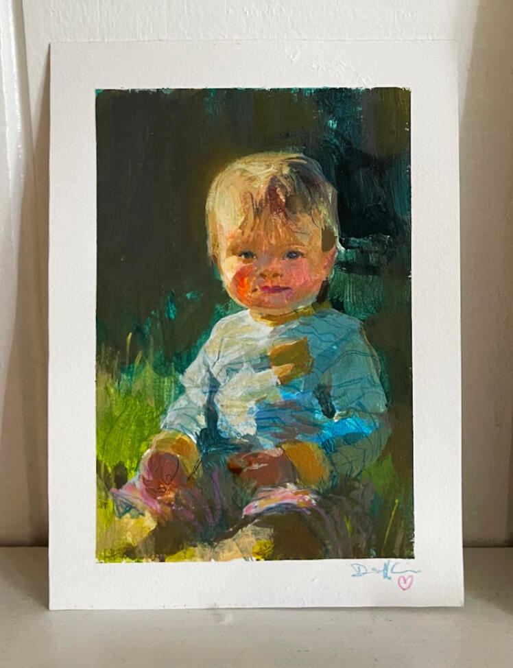Masha's Daughter, 5x7 in., mixed media on paper