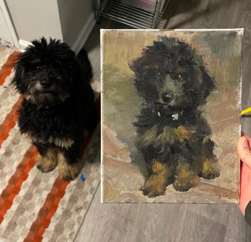 curly blur, oil on canvas, 9x12 in.